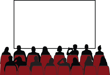 a group of people sitting in a row - a presentation.