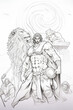 © Ivan - Hercules and lion. Children's coloring book. AI generation..