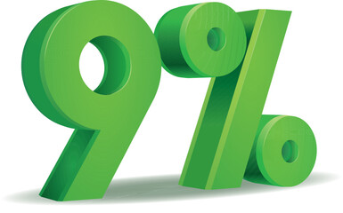 Poster - Percentage vector in green color, 9