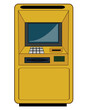 Bank ATM on white background is insulated