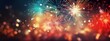 HAPPY NEW YEAR 2024 - Firework silvester New Year's Eve Party festival celebration holiday background banner greeting card - Closeup of colorful fireworks pyrotechnics in the night (Generative Ai).