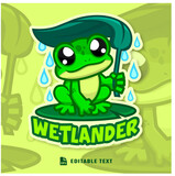 Fototapeta Dinusie - Cute Green Frog Logo Mascot
