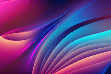 Wall Mural - Neon graphic glowing curves blur pink blue wave