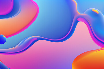Wall Mural - Color fluid neon bubbles gradient oil paint water