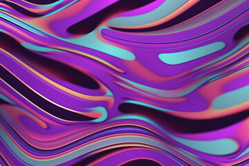 Wall Mural - Neon fluid paint splash purple blue ink flow wave