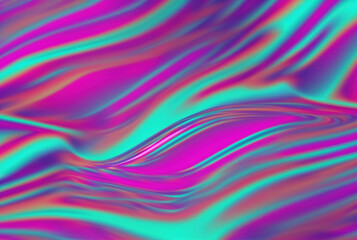 Wall Mural - Neon fluid blur glowing wave pink cyan blue curves