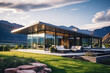 Contemporary luxury villa designed in a minimalist aesthetic. Glass home set against a mountain background. Stunning mountain vistas visible from the modern villa. Upscale glamping experience.

Genera