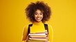 © standret - African american student girl with books. Beautiful illustration picture. Generative AI