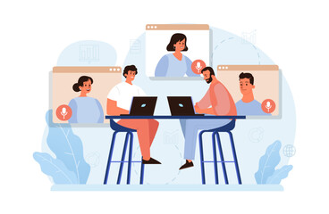 Wall Mural - virtual events. online education, conference, exhibition, friends