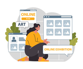 Wall Mural - virtual event. online exhibition, concert or conference. remote education