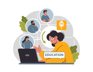Wall Mural - virtual event. online education or conference. live stream didgital