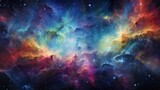 Fototapeta Kosmos - breathtaking background with multicolored deep space nebula, ai tools generated image