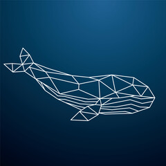 Sticker - Geometric whale design. Wild ocean animal. Whale in depths of ocean.