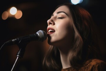 Wall Mural - cropped shot of a young woman singing on stage