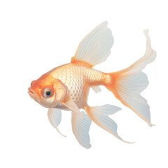 Wall Mural - Beautiful goldfish swimming against a transparent background