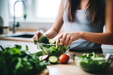 Wall Mural - cropped shot of an unrecognizable young woman chopping a fresh salad