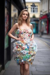 shot of a young woman modelling an outfit made from recycled plastic