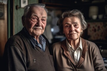 Wall Mural - portrait of an older couple in the kitchen