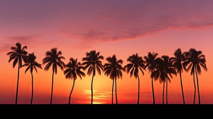 Poster - Silhouette of palm trees at tropical sunrise or sunset
