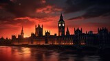 Fototapeta Londyn - Parliament building at twilight