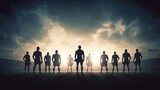 Fototapeta Sport - Football fans silhouettes on a rugby field