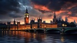 Fototapeta Londyn - Parliament building at twilight
