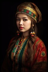 Wall Mural - portrait of an attractive young woman wearing traditional clothing