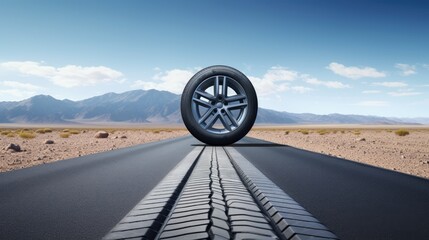 summer tire on road, space, ai generated