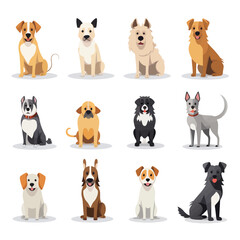 Wall Mural - dogs set vector flat minimalistic isolated illustration