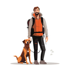 Wall Mural - man with dog vector flat minimalistic isolated illustration