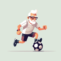 old man playing soccer vector flat minimalistic isolated illustration