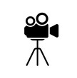 © Svitlana - Video camera icon. Silhouette, black, video camera on a stand, cinematic camera. Vector icon