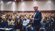 © tong2530 - A male speaker giving presentation in hall at university workshop. Audience or conference hall. Training. Generative Ai