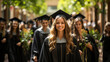 © Syntetic Dreams - Young Female Graduate Celebrating Success in University. Smiling Girl in Graduation Gown and Hat. Achievement, Education, Bright Future Success Concept. Commencement Ceremony on College Campus