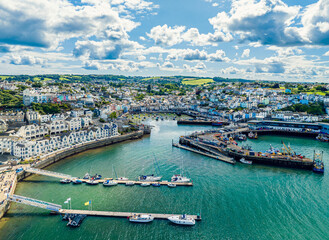 Wall Mural - Brixam Harbour and Brixham Marina from a drone, Brixham, Torbay, Devon, England, Europe