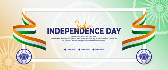 Wall Mural - Happy Independence Day India banner, with orange, white and green flag elements