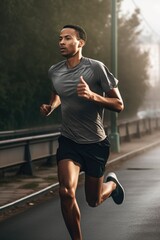 shot of a young man on his morning run