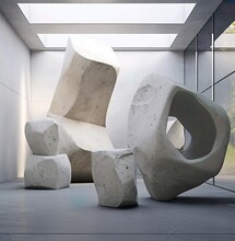 White Stone Sculpture Inside White Room