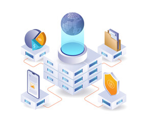 Wall Mural - Central cloud server network