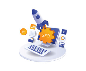 Wall Mural - rocket launched seo optimization digital marketing