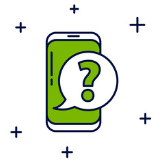 Sticker - Filled outline Mobile phone with question icon isolated on white background. Vector