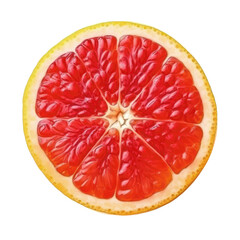 Blood orange or grapefruit slice isolated on white transparent background, Ripe citrus fruit cut, view from above, PNG,