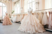 A Vibrant Room Filled With An Array Of Stunning Dresses On Display