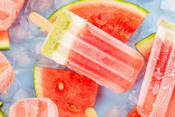 Wall Mural - Summer thirst quenching gourmet watermelon popsicles