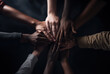 © Layerform - multicultural joining of hands, togetherness, community photo with diverse skin colours