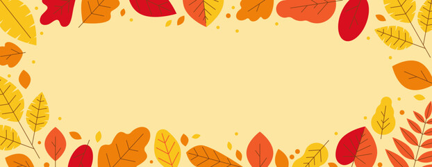 Aufkleber - Vector  horizontal abstract background with copy space for text - autumn sale - bright vibrant banner, poster, cover design template, with yellow and orange leaves..
