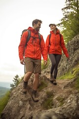 Wall Mural - cropped image of a young couple on their hike