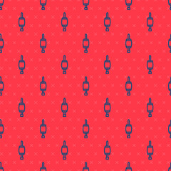 Wall Mural - Blue line Screwdriver icon isolated seamless pattern on red background. Service tool symbol. Vector