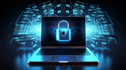 Wall Mural - cybersecurity and data privacy illustration. ai generative.