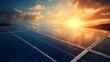 © vadymstock - Solar panels and the sun shining on then AI generative.